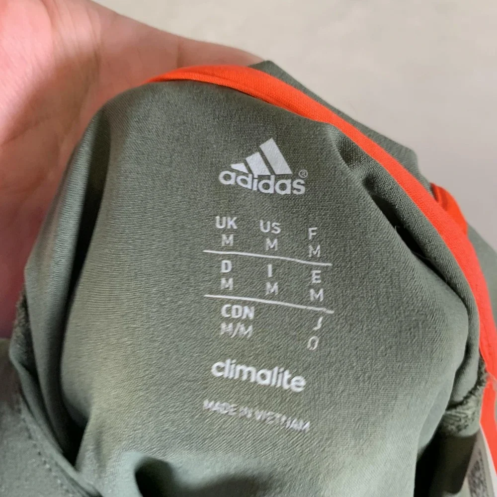 Adidas Climalite Hoodie Mens Medium Green Gray Half Zip Pullover Athletic Active